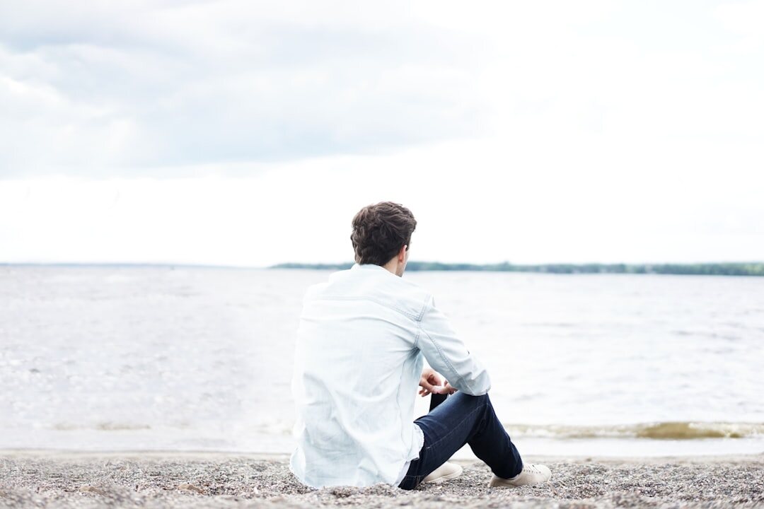 man reflecting alone